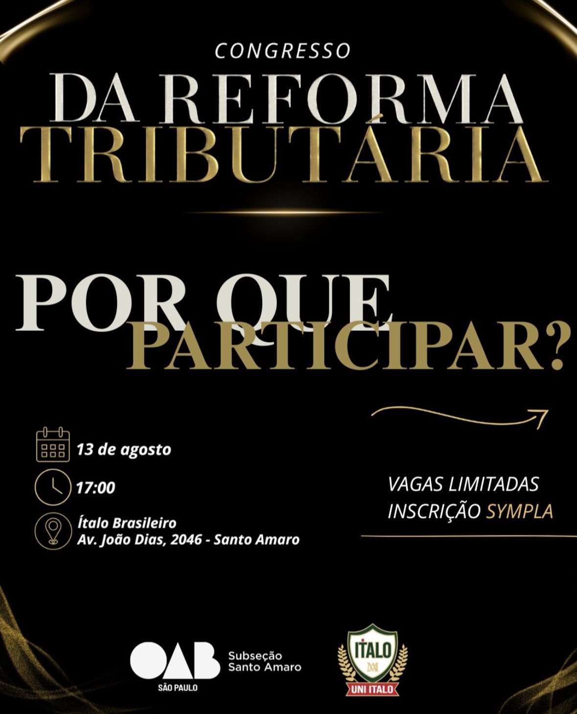 Arte de divulgação de 1º Congresso da Reforma Tributária | OAB