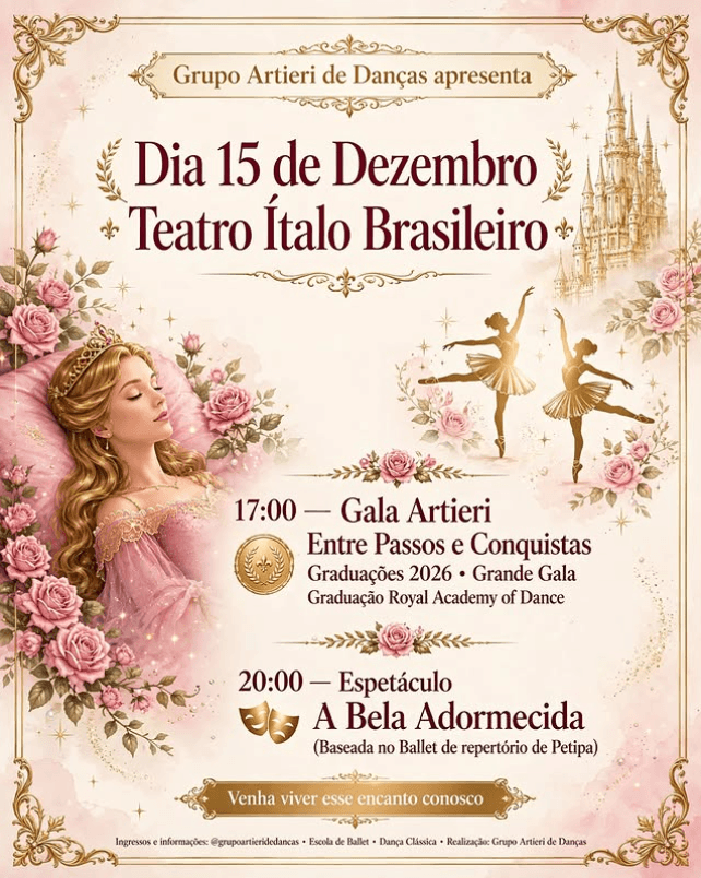 Arte de divulgação de A Bela Adormecida | Artieri Danças