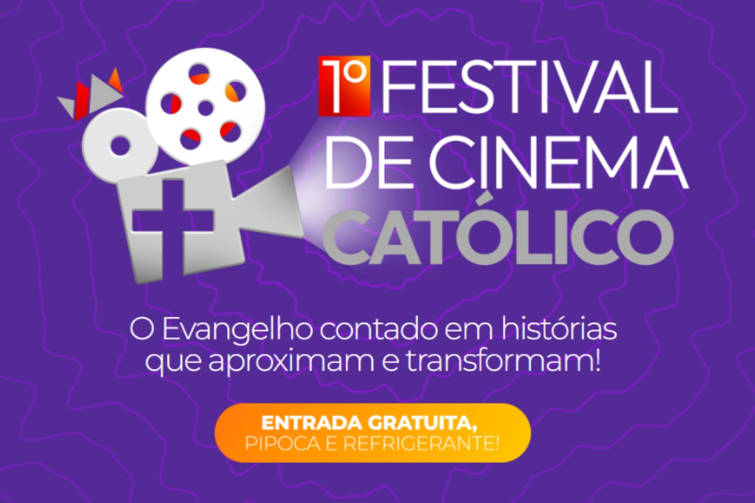 Arte de divulgação de 1º Festival de Cinema Católico