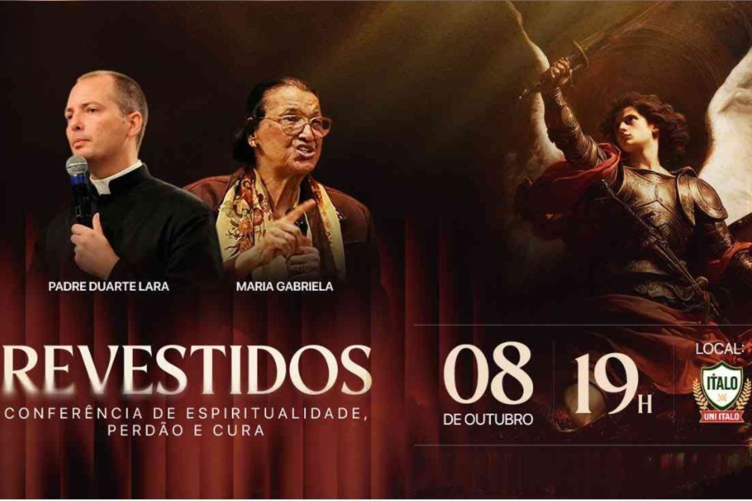 Arte de divulgação de Revestidos: Conferência com Padre Duarte Lara e Maria Gabriela