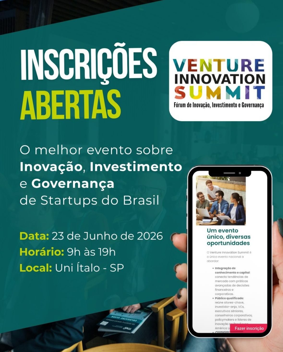 Arte de divulgação de Startup Investment Summit | Anjos do Brasil
