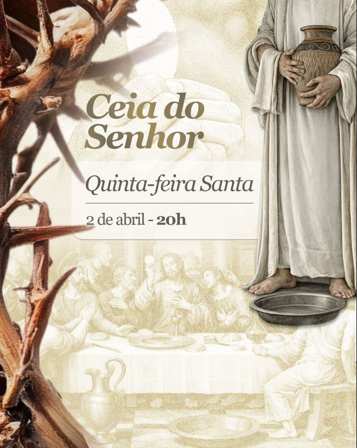 Arte de divulgação de Santa Missa da Ceia do Senhor – Lava-Pés